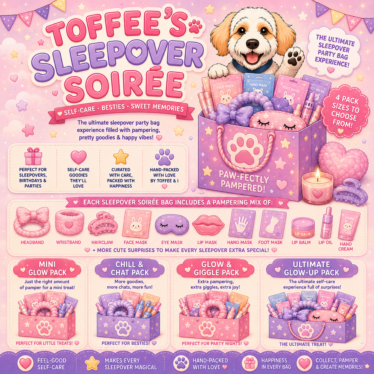 Cute Self-Care Party Packs & Spa Night Sets | Toffee’s Sleepover Soirées Australia