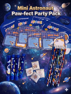 Buy Astronaut Mini Party Pack: essential space stationery such as pencil, push-pen eraser, sticky note pack and 10 mini stamp-stickers.