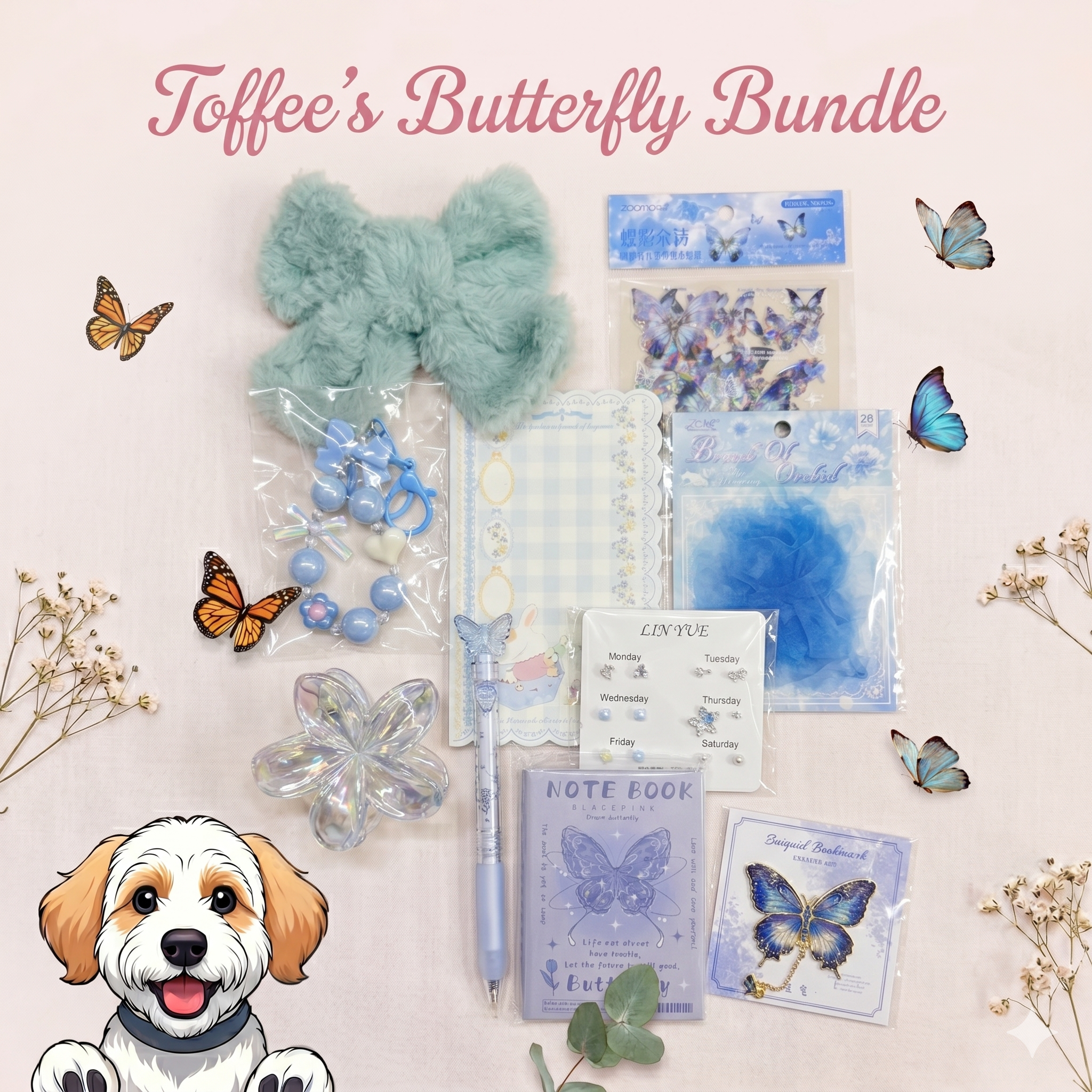 Kawaii Butterfly Stationery Giftbox Australia | Toffee’s Butterfly Stationery Bundle