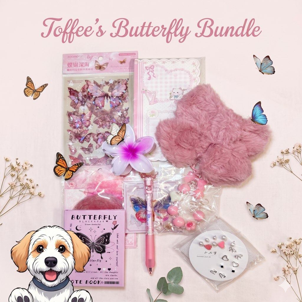 Kawaii Butterfly Stationery Giftbox Australia | Toffee’s Butterfly Stationery Bundle