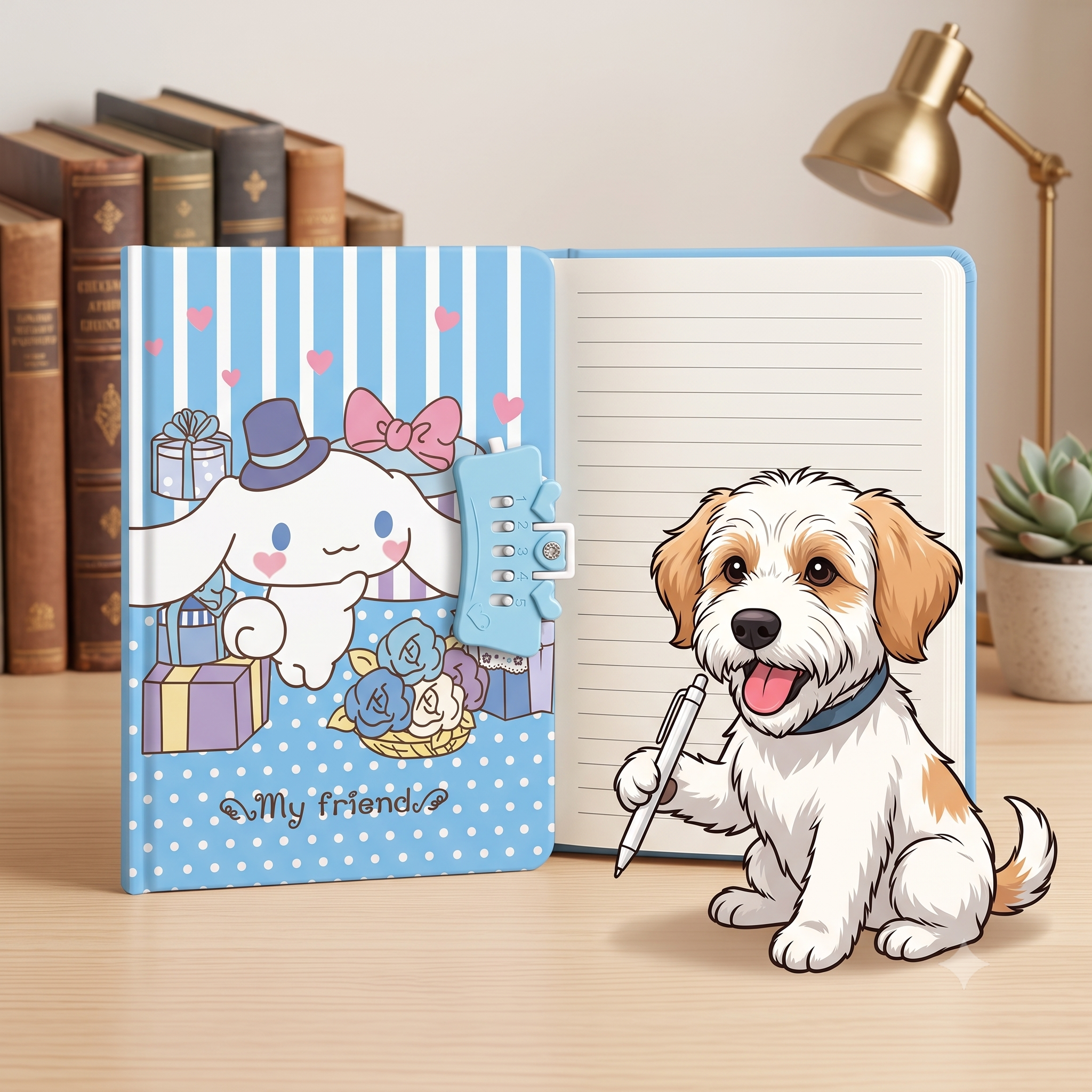 Cute A5 Lockable Character Diary | Combination Lock Secret Journal