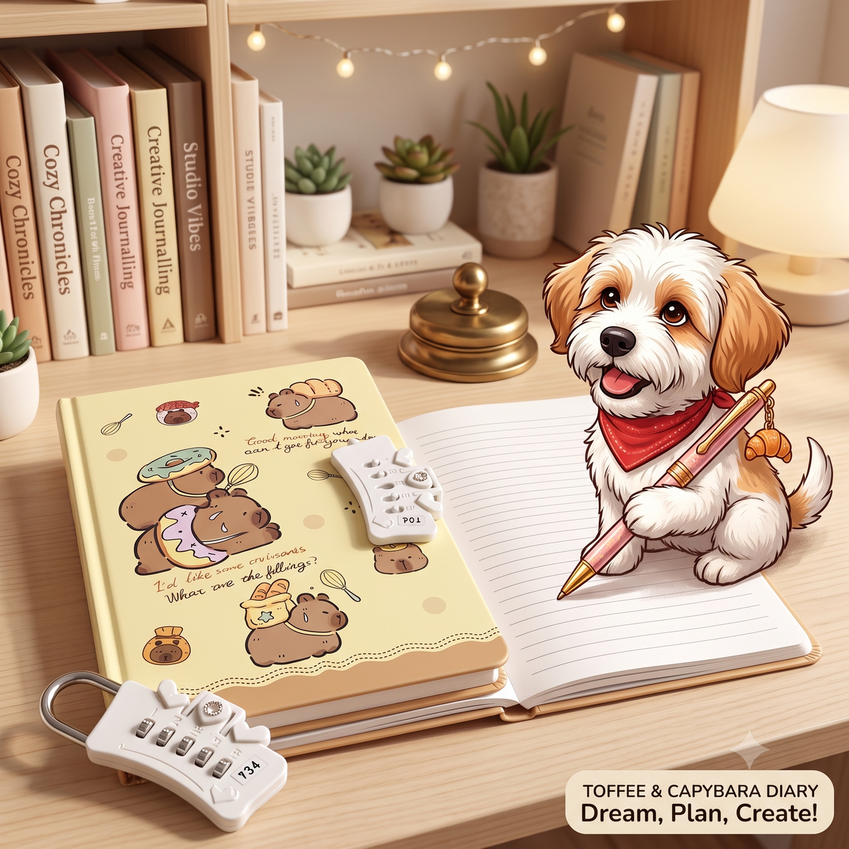 Cute A5 Lockable Character Diary | Combination Lock Secret Journal