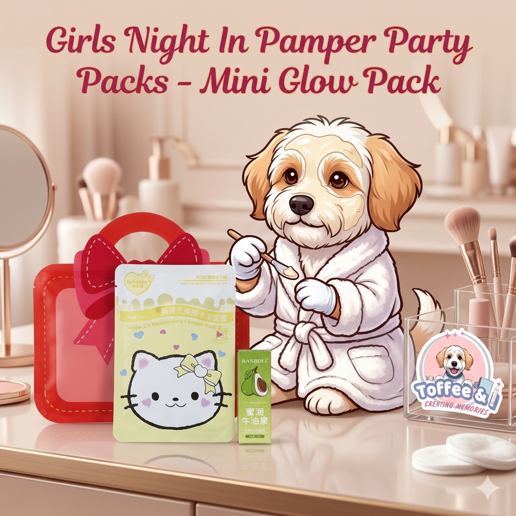 Toffee's Girls' Night In - Mini Glow Pack including a cute gift bag, a lip balm and a face mask.