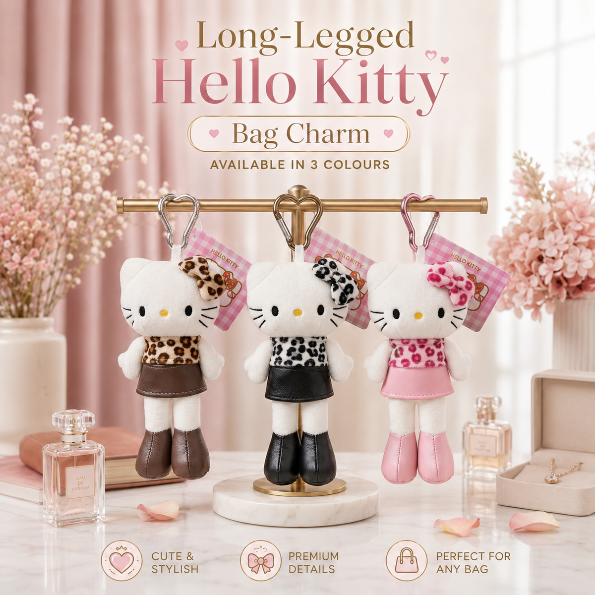 Long-Legged Hello Kitty Bag Charm | Limited Edition Kawaii Plush Keychain
