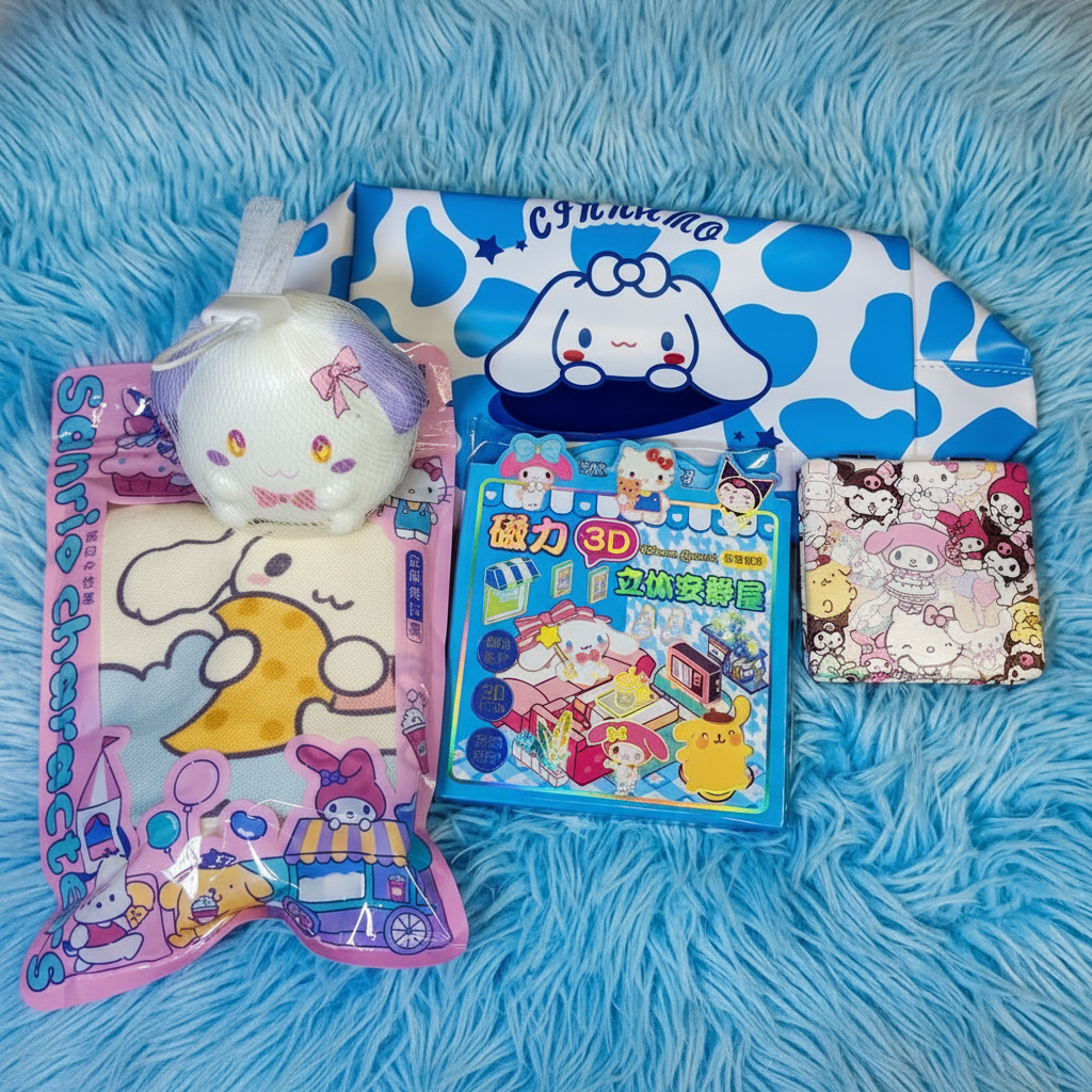 Assorted cute stationery and surprise goodies from Toffee’s Blue Stationery Giftbox