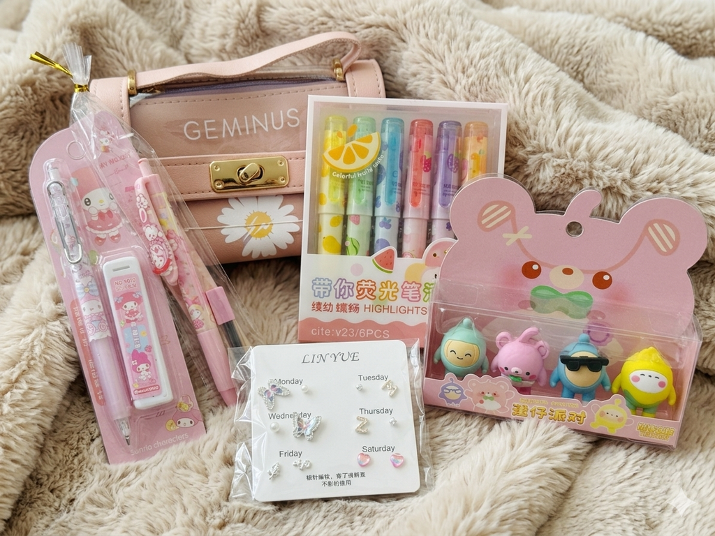 Assorted cute stationery and surprise goodies from Toffee’s Opening Hand mystery bundle