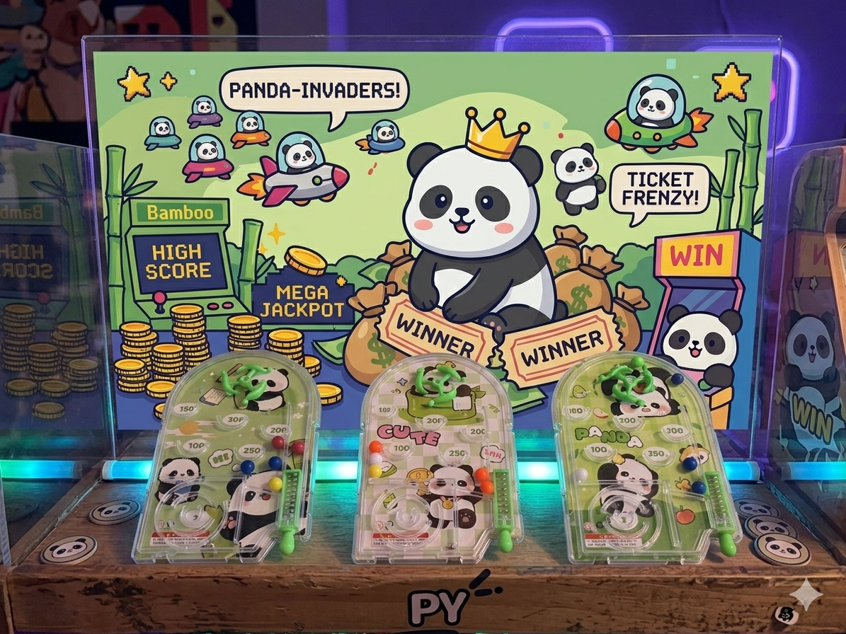Buy party favor add-on with 3 varieties of Panda themed Marble Palm Game