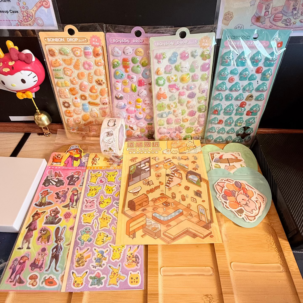 Get 1 small Sticker Mystery Scoop including a minimum of 10 different sticker items.