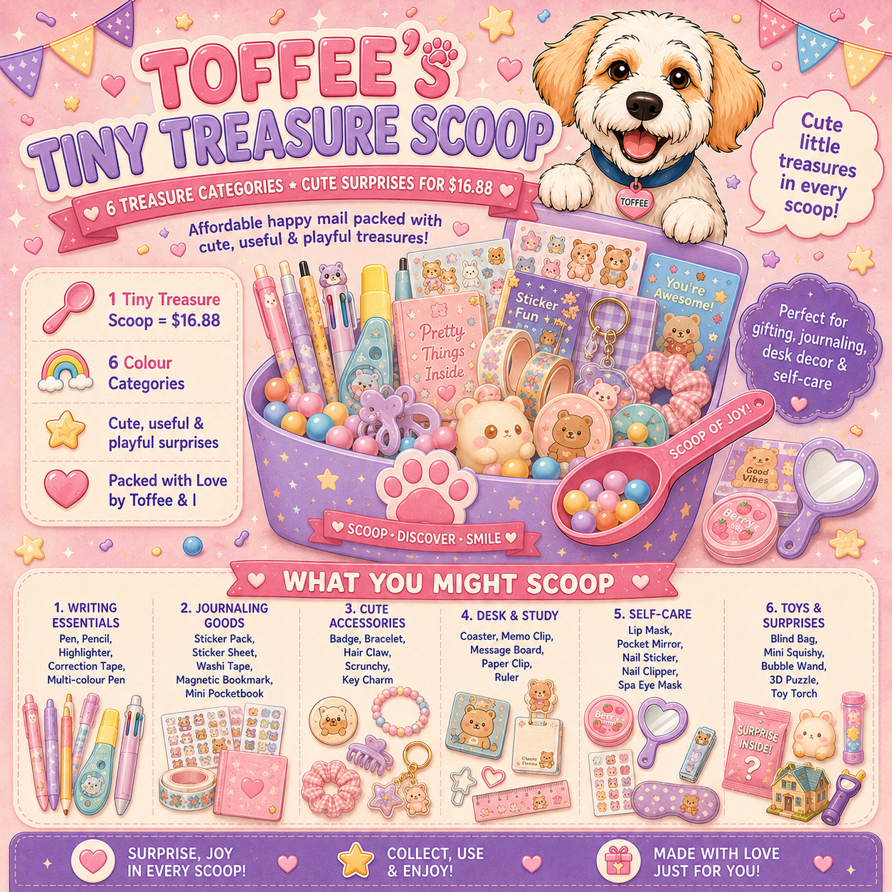 Fun Mystery Stationery Giftbox | Toffee's Tiny Treasure Scoop