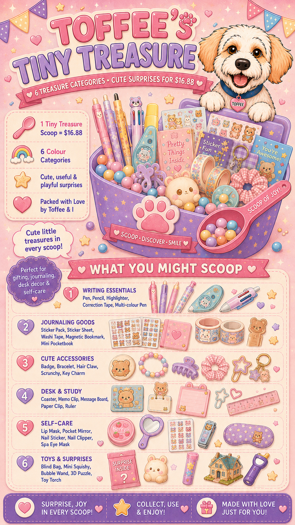 Fun Mystery Stationery Giftbox | Toffee's Tiny Treasure Scoop