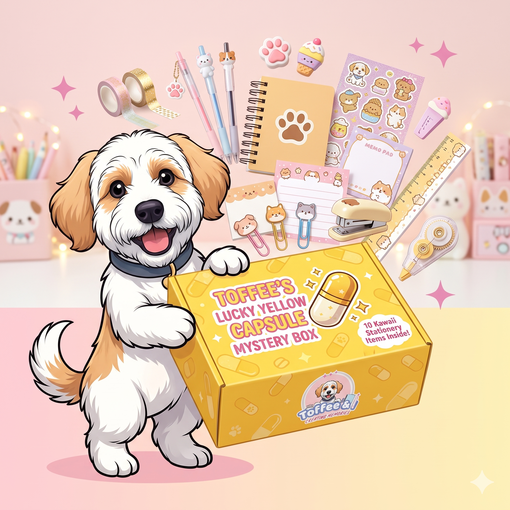 Lucky Yellow Capsule Mystery Bag | 10-item Kawaii Stationery Giftbox