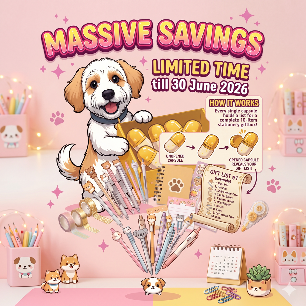 Lucky Yellow Capsule Mystery Bag | 10-item Kawaii Stationery Giftbox