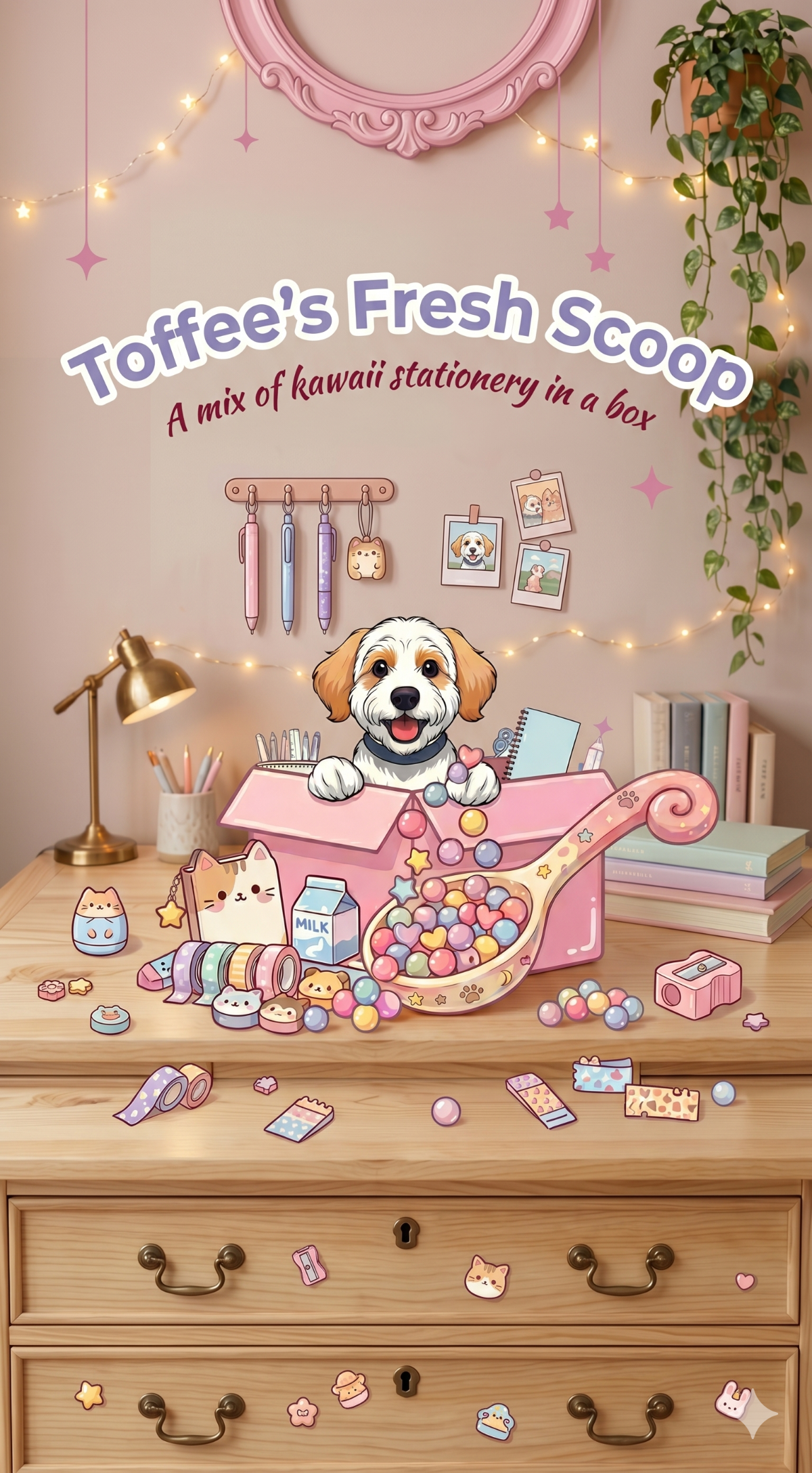 Kawaii mystery stationery scoop with stickers and pens
